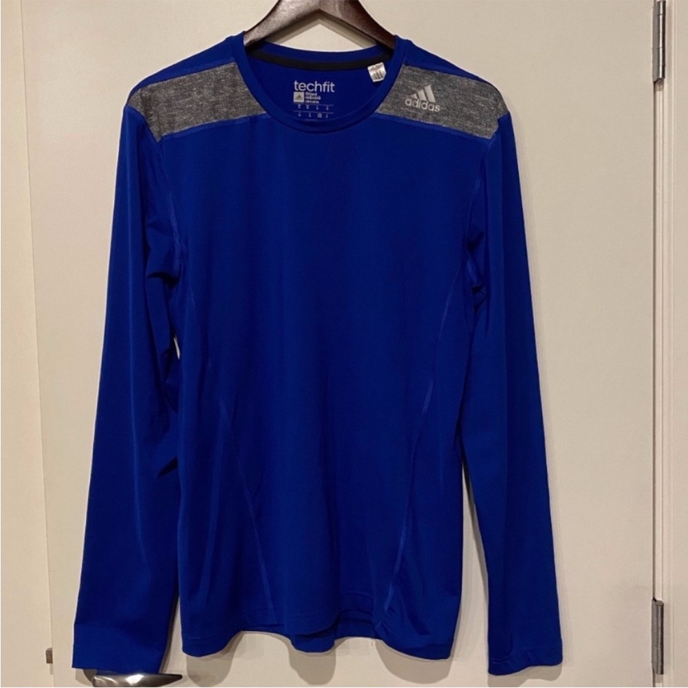 🔵 Men's Blue Adidas long sleeve shirt - Medium